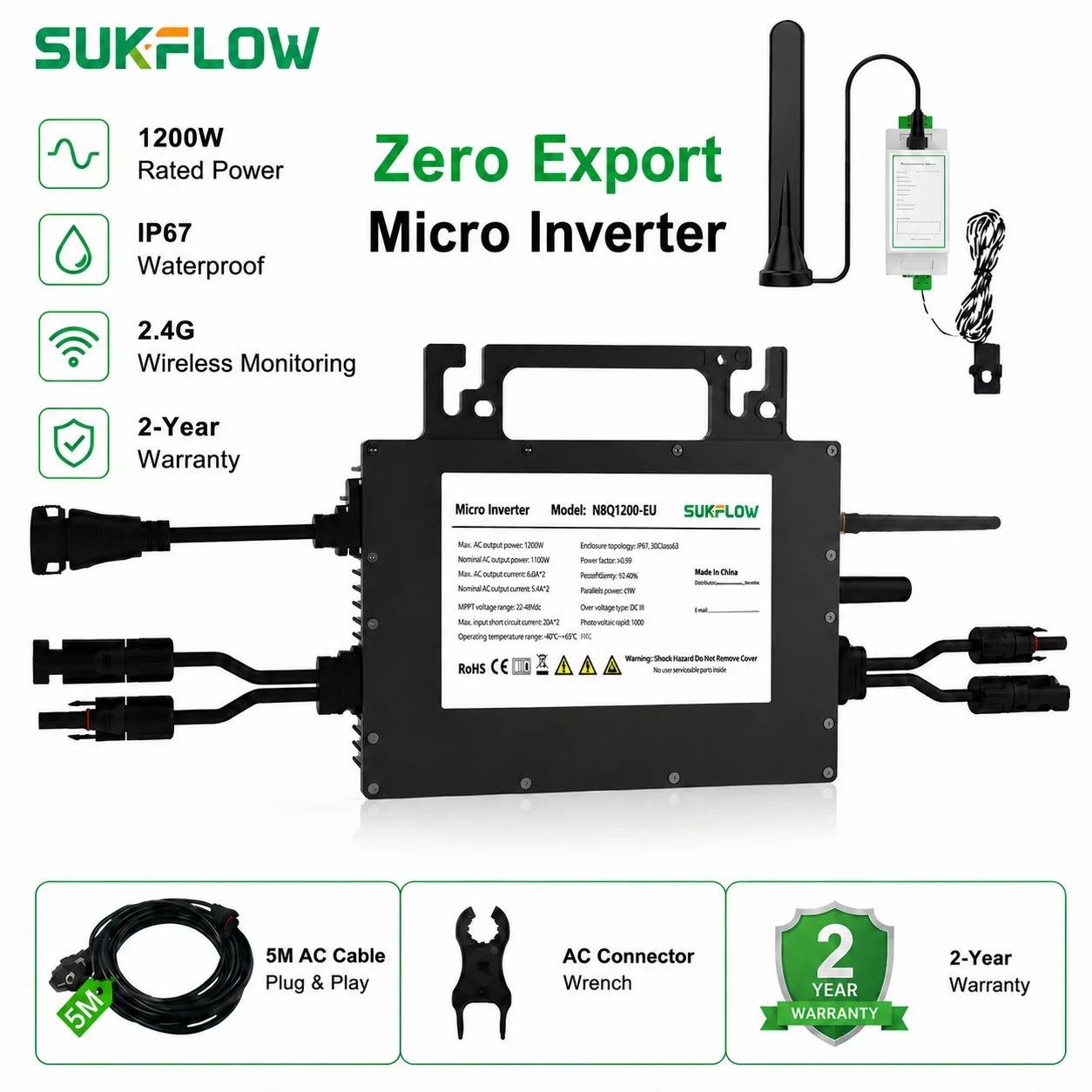 Flexible Solar Panel - SUKFLOW Zero Expert 1200W Grid-Tie Microinverter